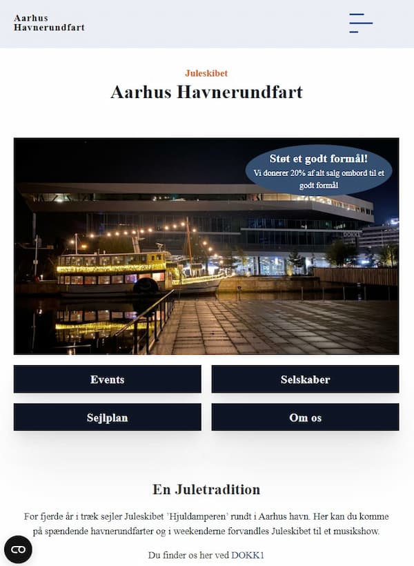 aarhushavnerundfart screendump mobil pagefold